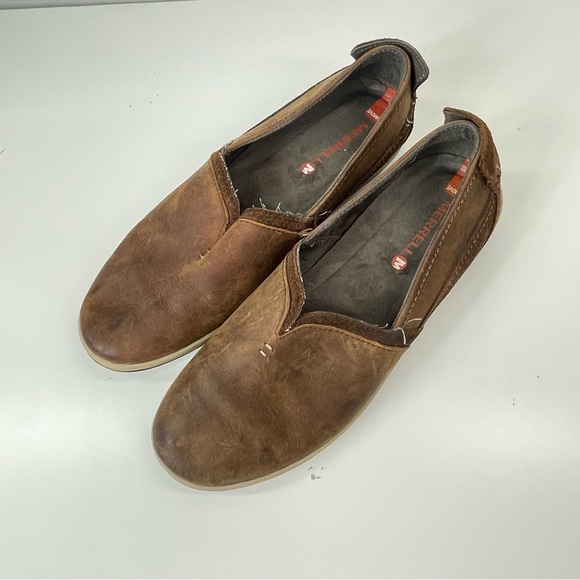 Merrell Ashland Slip on Shoes Women’s Brown Sugar Leather Loafers Size 10 - Picture 1 of 8